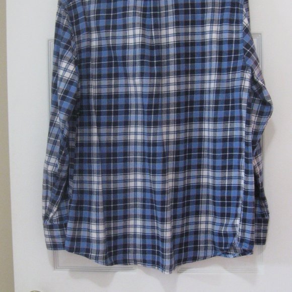 Mens Eddie Bauer Blue Plaid Flannel Shirt sz L - Picture 5 of 10